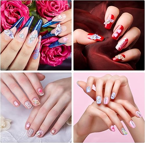 Miniatura 5 de PAGOW 60 dijes de uñas 3D dijes de arte de flores gemas de diamantes de imitación perlas de cristal decoración de diseño accesorios de joyería