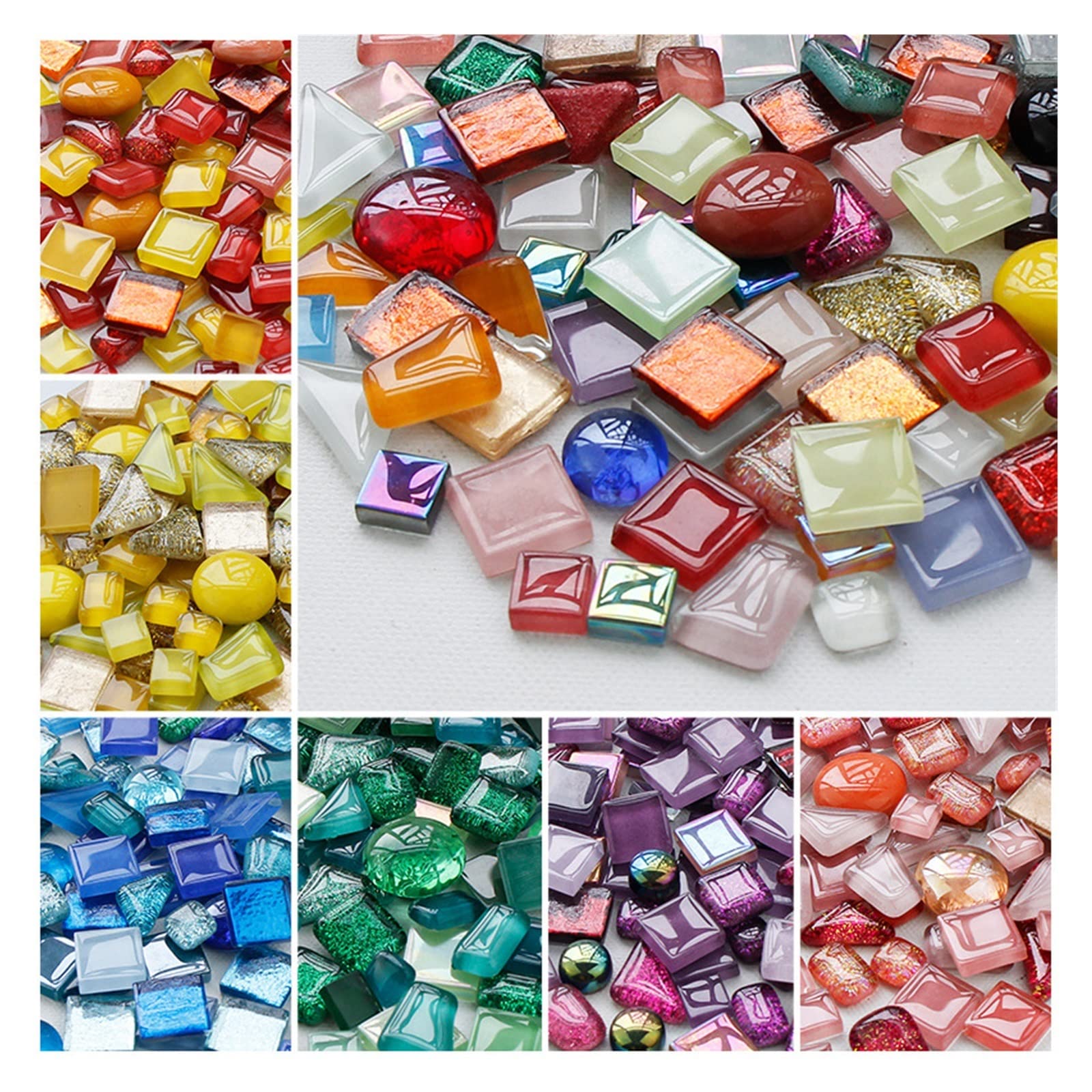 Piastrelle di mosaico, 250g/pack Crystal Glass Mosaic Tile Irregular Shape DIY Hobbies for Kids Glitter Shiny Mixed Mosaic Stone Handmade Art Materials(B)