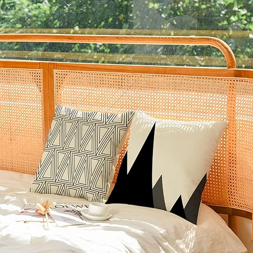 Miniatura 5 de YeeJu - Funda de cojín cuadrada de lino y algodón con diseño geométrica. Funda de almohada, para exterior, hogar, sofá., Geométrico 05, 20*20