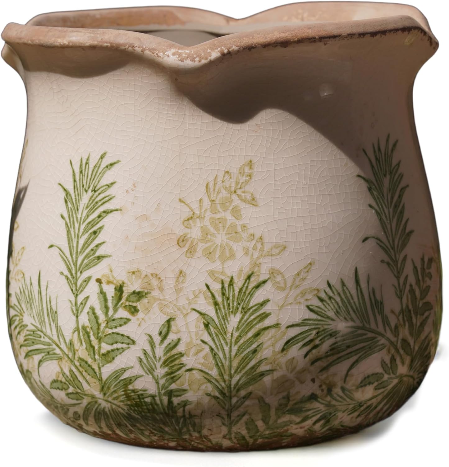 Dosayes Rustic Ceramic Planter, 6 Inch Tuscan Vintage Flower Pot with Drainage, Farmhouse Garden Pot for Indoor Plants, Kitchen & Garden Tuscan Decor, Plant Lover Gift (Grass Green)