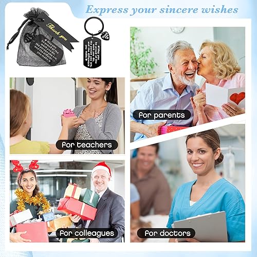 Miniatura 6 de Yinkin 72 piezas de regalo de agradecimiento a los empleados a granel para compañeros de trabajo, regalos de agradecimiento, llaveros con bolsas de