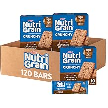 Nutri-Grain Crunchy Chocolate Chip Chia Bars, Fiber Bars, Whole Grain 12 Boxes, 120 Bars