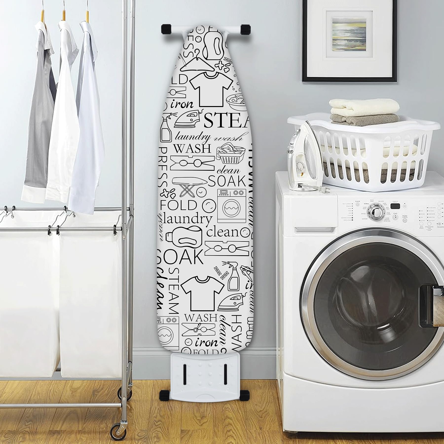 Funda y almohadilla extra gruesa para tabla de planchar de 15 x 54 pulgadas, resistente a la abrasión y a las manchas, bordes elásticos, Art of Life Iron Sew Laundry Wash