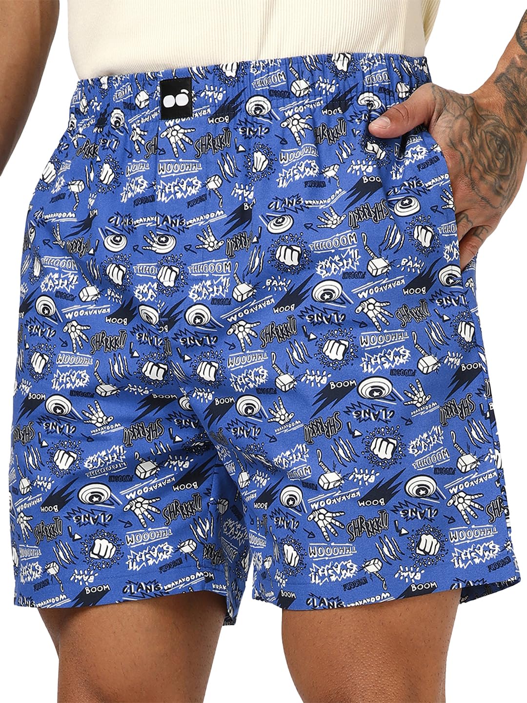 bewakoof Official Marvel Merchandise Avengers Men's All Over Printed Regular Fit Poplin Boxer-picture-39