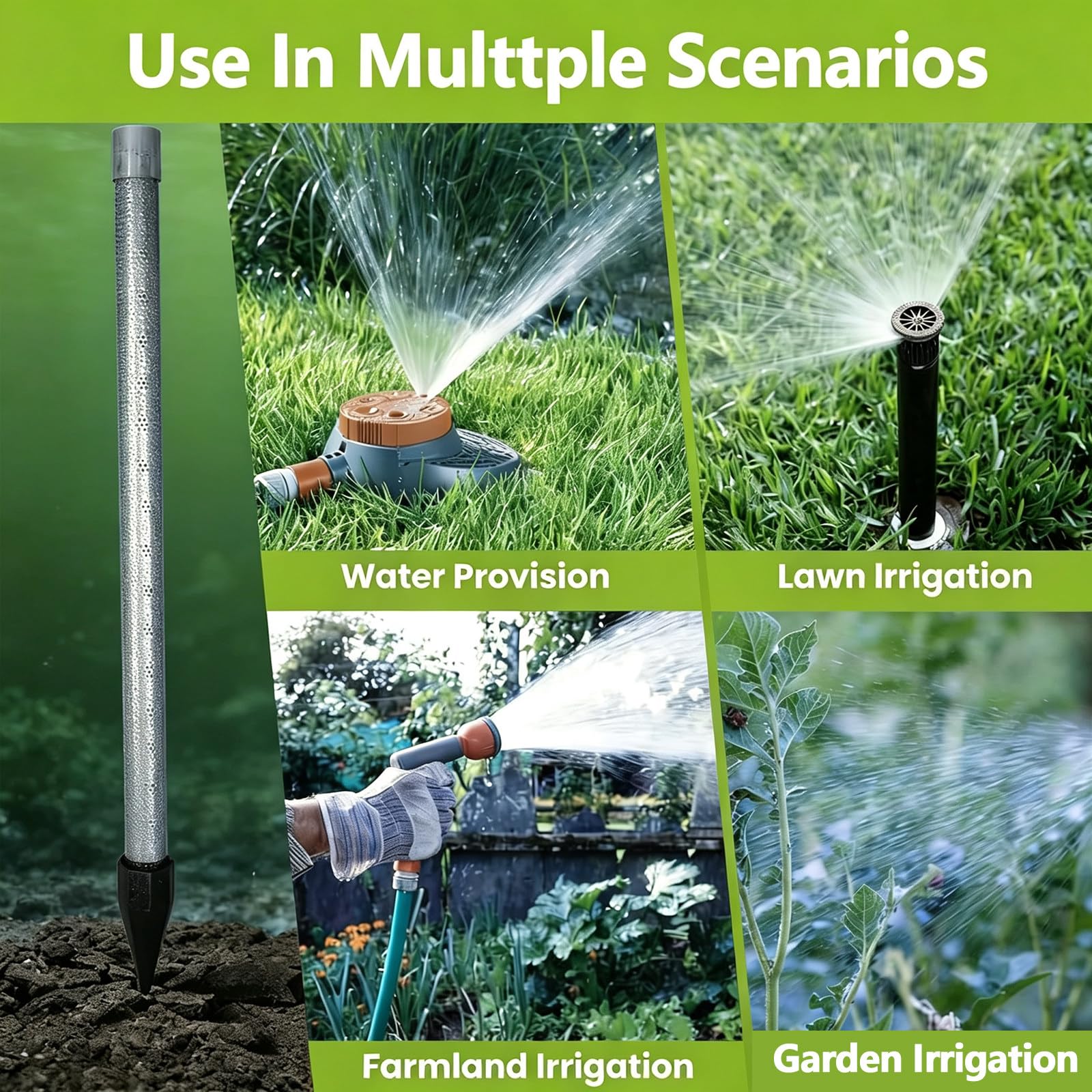 Kit Pozzo Artesiano 1-1/4 Pollici Inox, Risparmio Idrico per Giardino con Punta Filtrante e Tubi Zincati, Soluzione Estrazione Acqua Sotterranea Anti-Corrosione 3+1kit