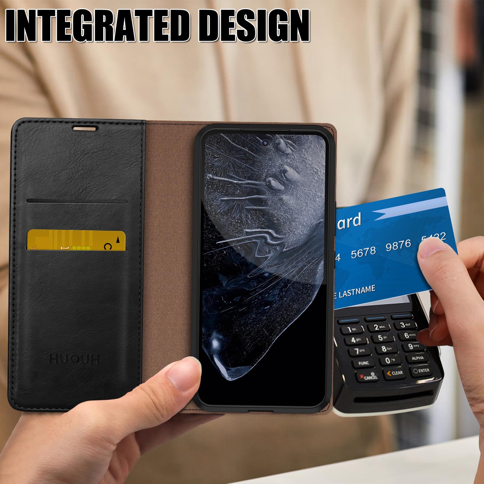 HUOUH per Xiaomi Redmi Note 13 4G Custodia a Portafoglio con RFID Blocco PU In Pelle