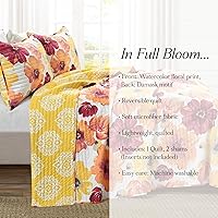 Vista 8 de Lush Decor Leah - Juego de edredón floral reversible, juego de 3 piezas, King, rojo y naranja, botánico de acuarela, núcleo de cabaña, decoración