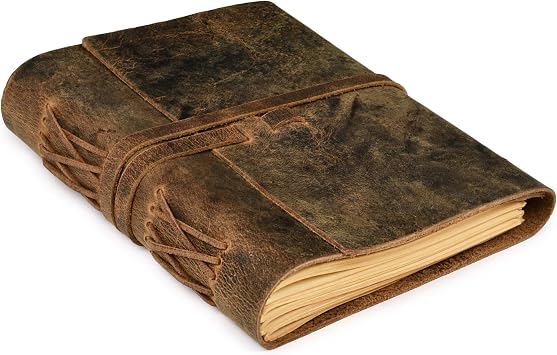 LEATHER VILLAGE Lined Journal Ruled Vintage, Distressed Brown 8x6.