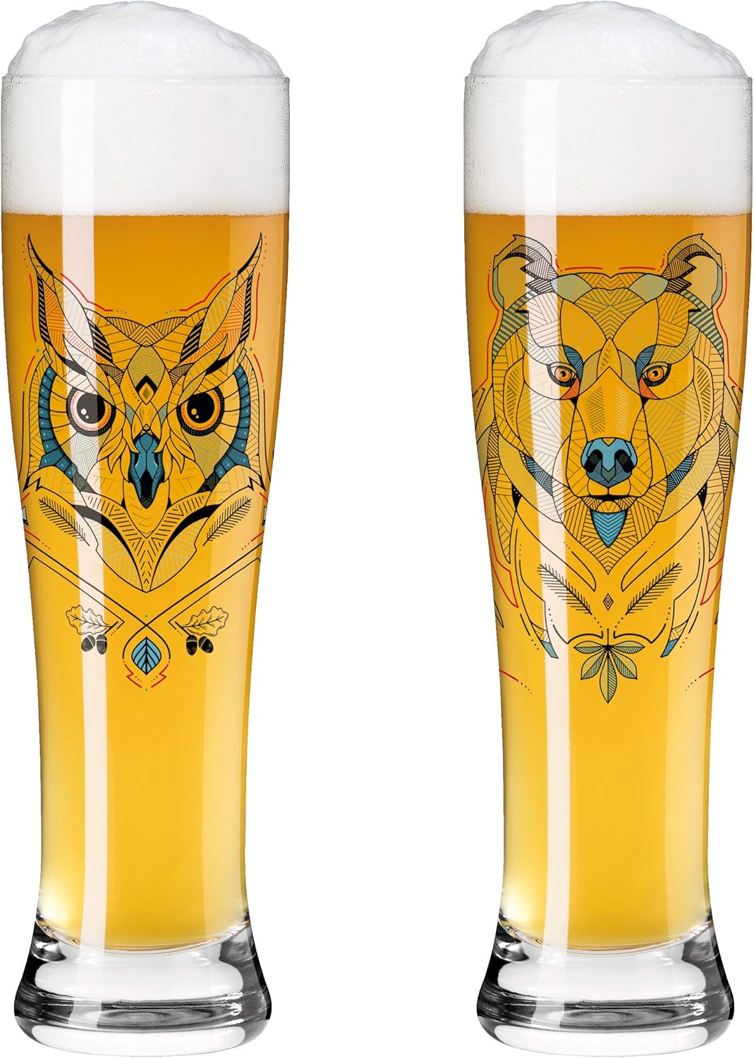 RITZENHOFF 3481001 Wheat Beer Glass 500 ml Set of 2 with Multi-Coloured Digital Print