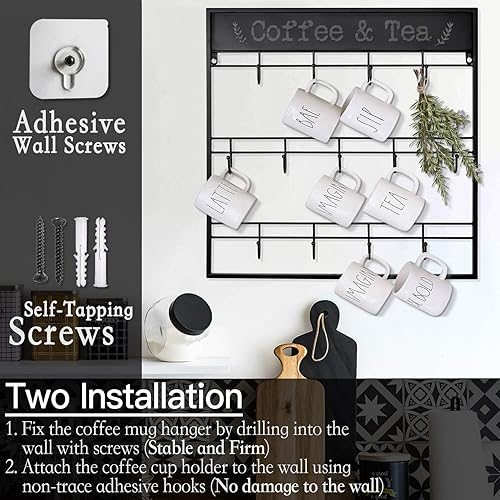 Vista 20 de AJART Soporte para tazas de decoración de cafeteras: 22 "redondo cuadrado para taza de café para el hogar, cocina, oficina, comedor, cafetería, bar