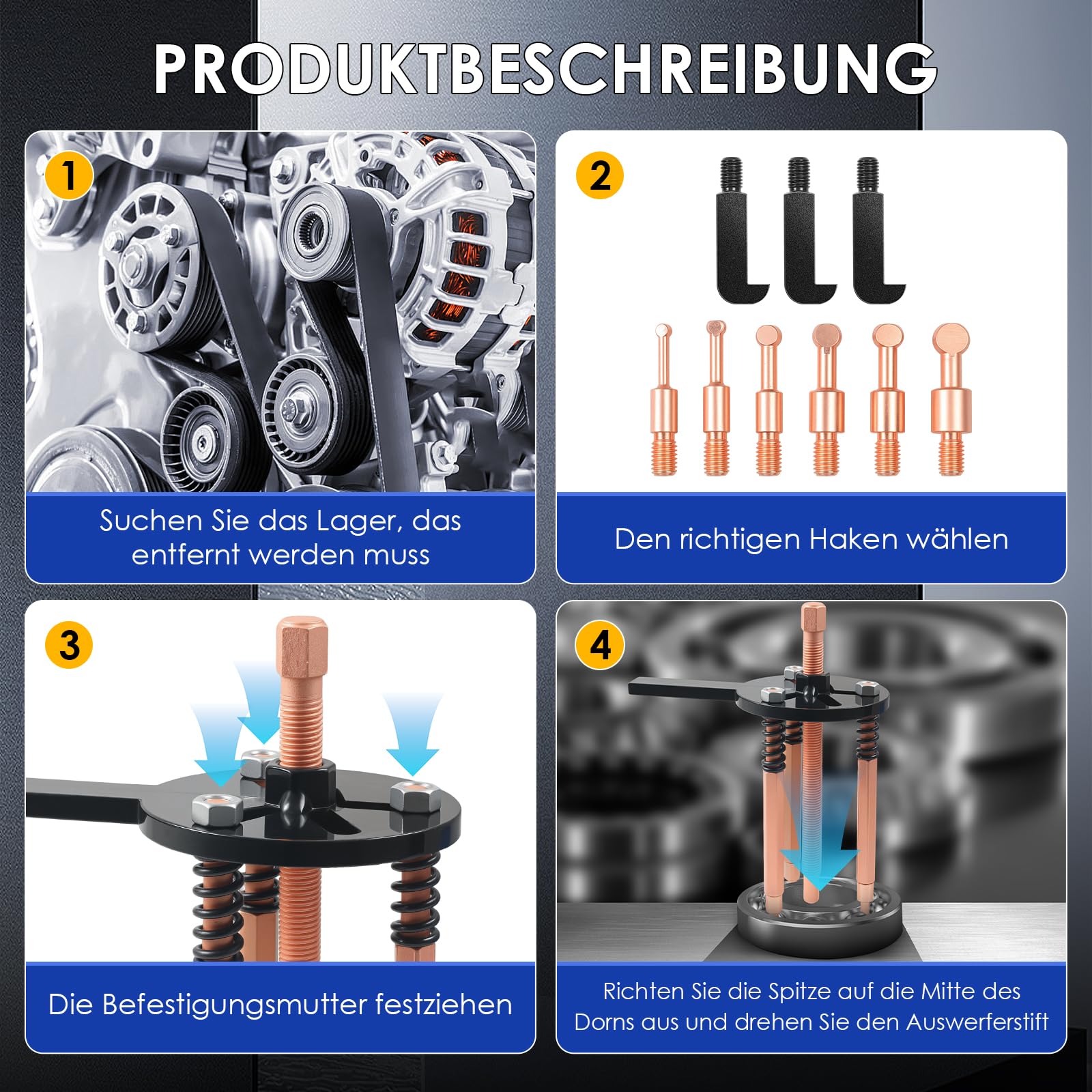 36-in-1 Lagerabzieher Set, Innenlager Abzieher Trennsatz, Lager Demontage Abzieher, Kugellager Abzieher Werkzeug, Radlager Werkzeug, Lager Entfernungswerkzeug, Lagerabzieher Innen