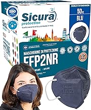 50 Mascarillas FFP2 Homologadas Azul Oscuro fabricadas en Italia Mascarilla ffp2 certificada CE BFE ≥99% Mascaras color Azul Oscuro 50 unidades