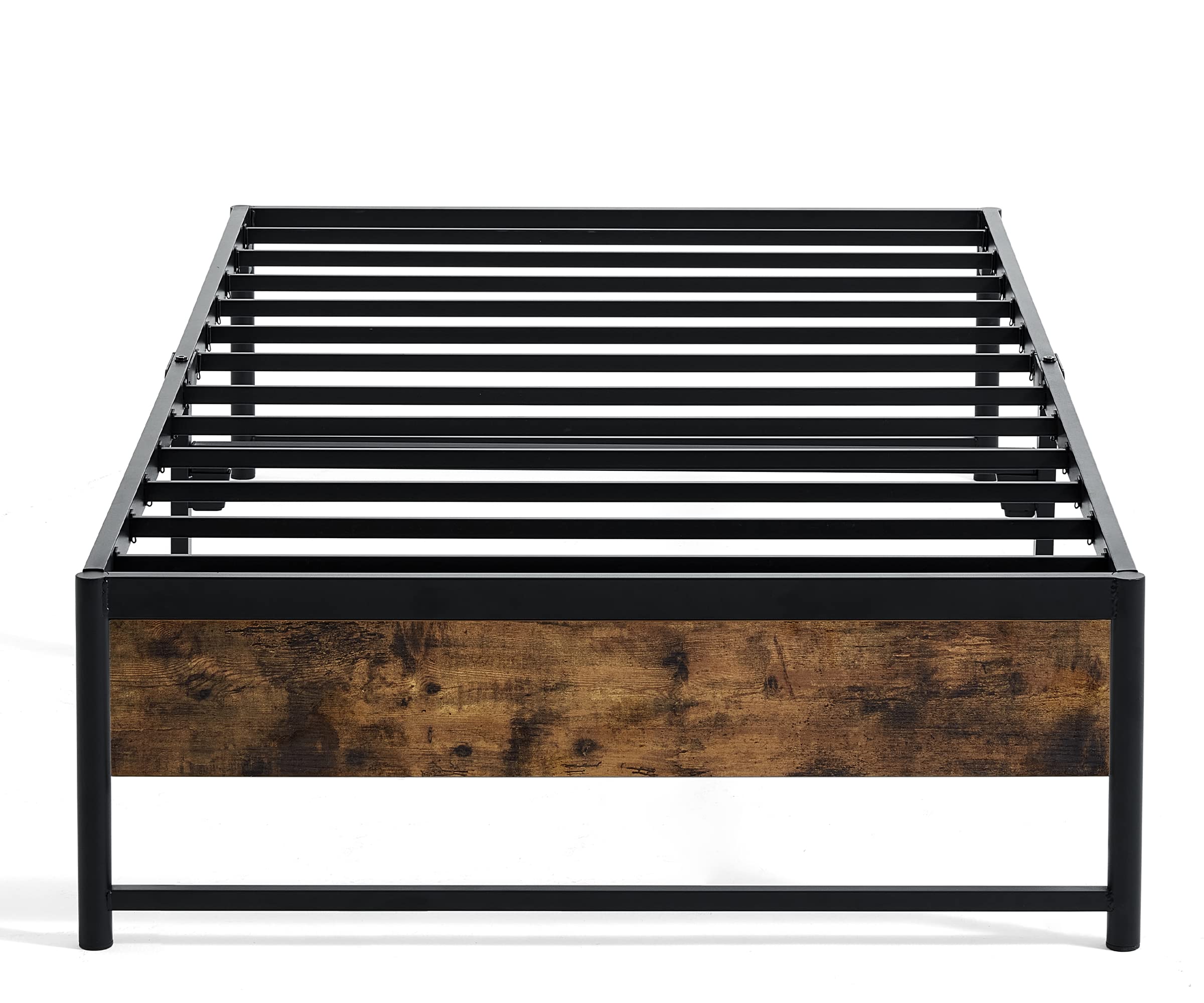 LINSY LIVINGTwin Bed Frame 14 Inch 3 Minutes Fast Assembly, Metal Heavy Duty Platform Bed Frame Twin Size with Storage, Noise Free Mattress Foundation No Box Spring Needed, Black