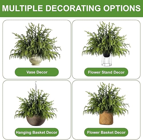 Miniatura 7 de Artgar 50 ramas de pino tallo de pino verde artificial de 18 pulgadas Ramas de pino de tacto real Ramas de pinos verdes de Navidad para arreglos