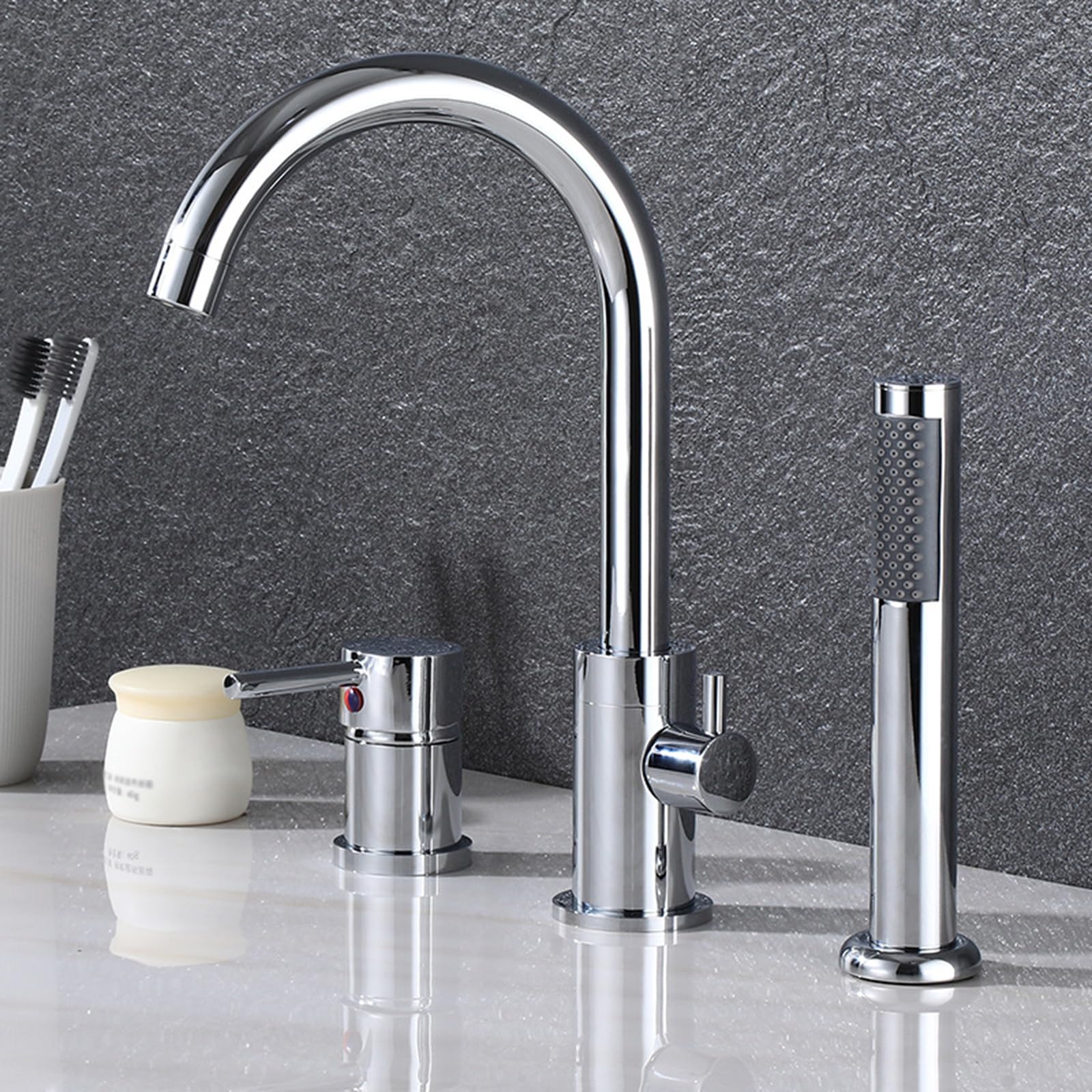 Mélangeur de bain chrome à double poignée croisée chic pour baignoire 3 trous