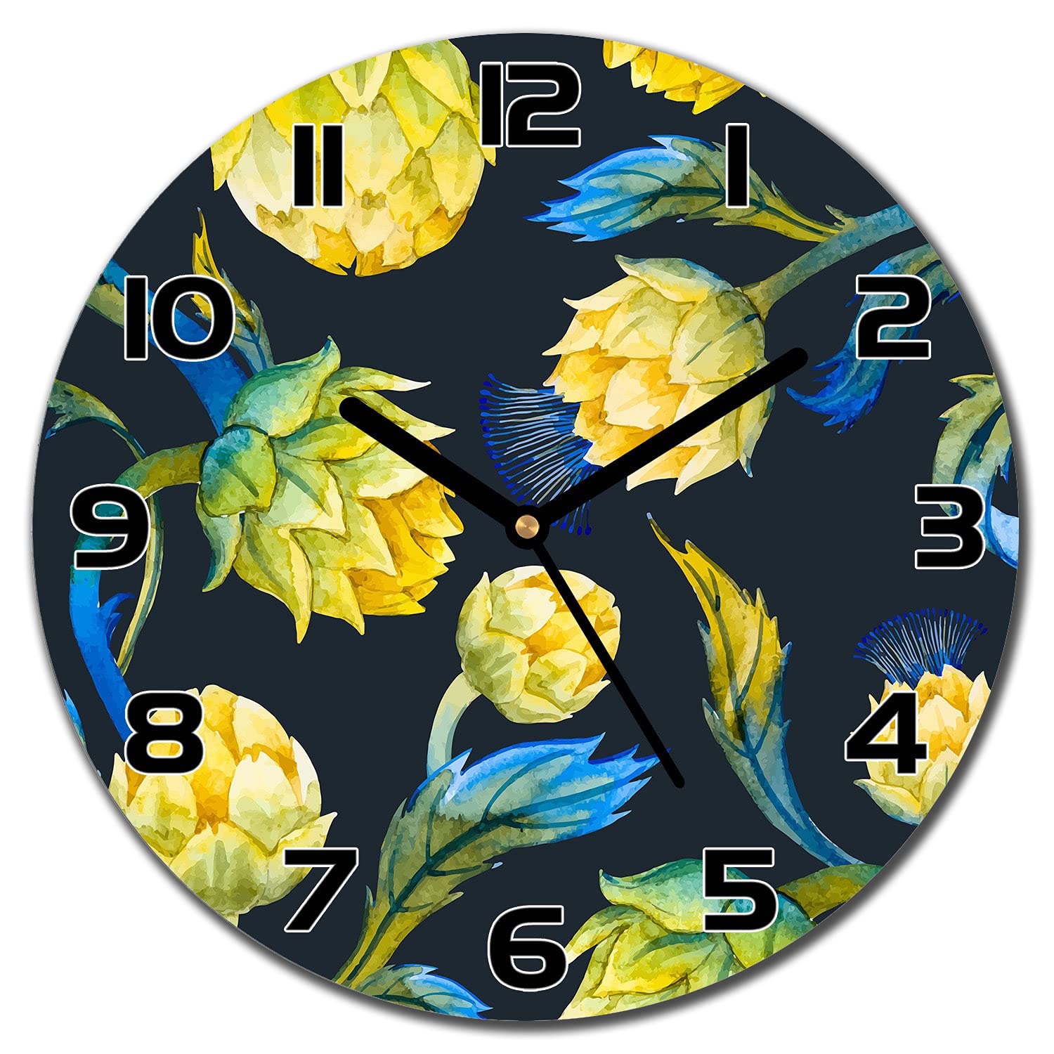 Horloge en verre 30 cm Coloray avec aiguilles noires pour décoration murale