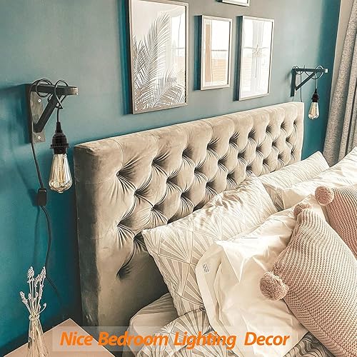 Miniatura 5 de Kit de luces colgantes enchufables, accesorio de iluminación colgante industrial, E26 E27 luces colgantes retro con cable de enchufe, cable de 19.69