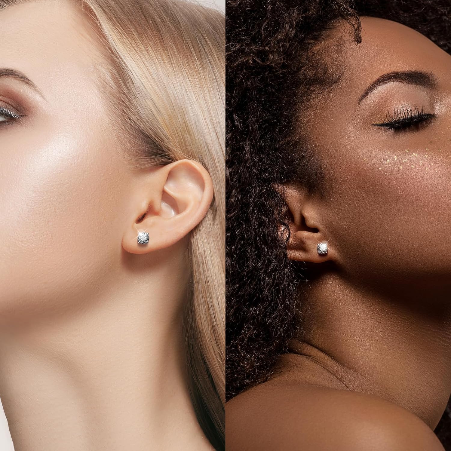 Moissanite Earrings, Diamond Stud Earrings for Women 1-3 CT 18K White Gold Plated/S925 Sterling Silver Earring for Men, Lab Grown Hypoallergenic Jewelry - Image 2