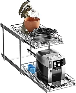 HOLDN’ STORAGE Two Tier Pull Out Cabinet Organizer, Individual Sliding D...