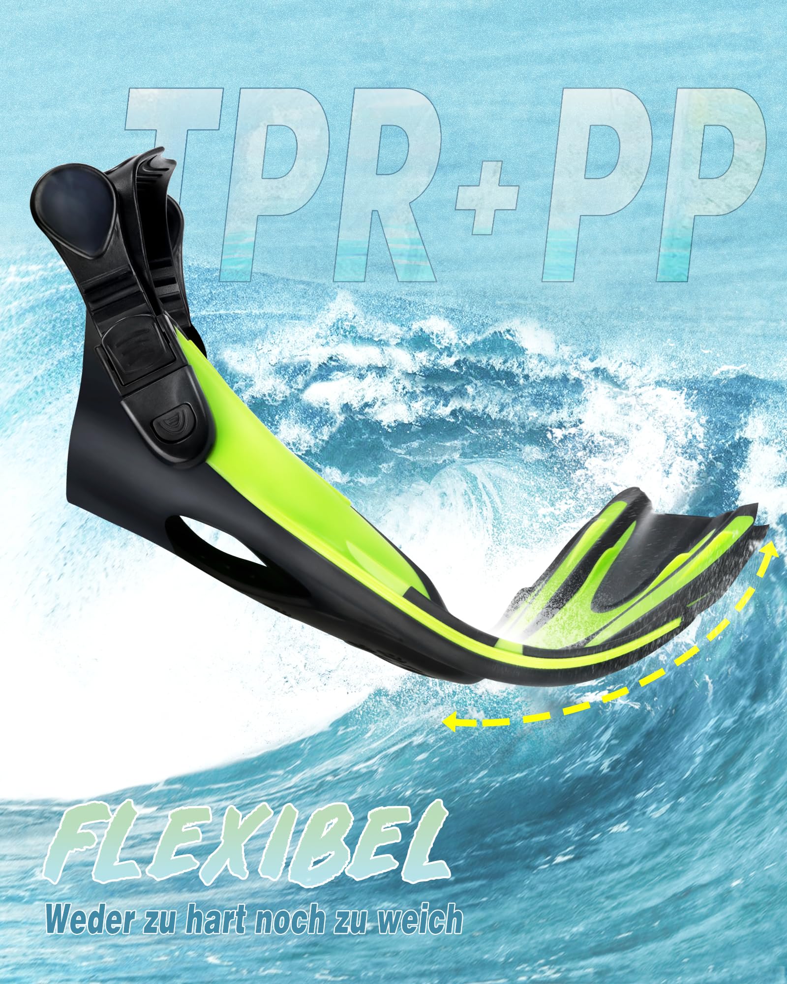 Hikeen Verstellbare Schnorchelflossen: Schwimmflossen Kurz Flossen Erwachsene mit Offener Ferse, Unisex Tauchflossen inkl. Netzbeutel