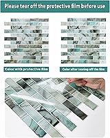 Vista 16 de YOFUN 10-Sheet Thicker Peel and Stick Back Kitchen Backsplash Marble Look Decorative Tiles 12"x12