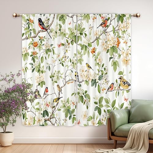 Miniatura 8 de Cortinas de cocina con fase lunar - Boho brujería floral negra corta para ventana, tratamiento estético de flores silvestres primaveral, bolsillo