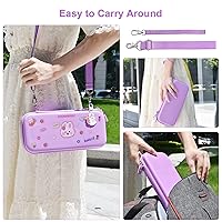 Vista 7 de Younik Switch Accessories Bundle, 17 in 1 Purple Switch Accessories Kit for Girls Include Switch Carrying Case, Adjustable Stand, Protective Case