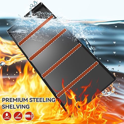 Miniatura 6 de REIBII Estantería de metal para garaje estantes de almacenamiento de garaje resistentes estantes de almacenamiento grandes y anchos ajustables de 5