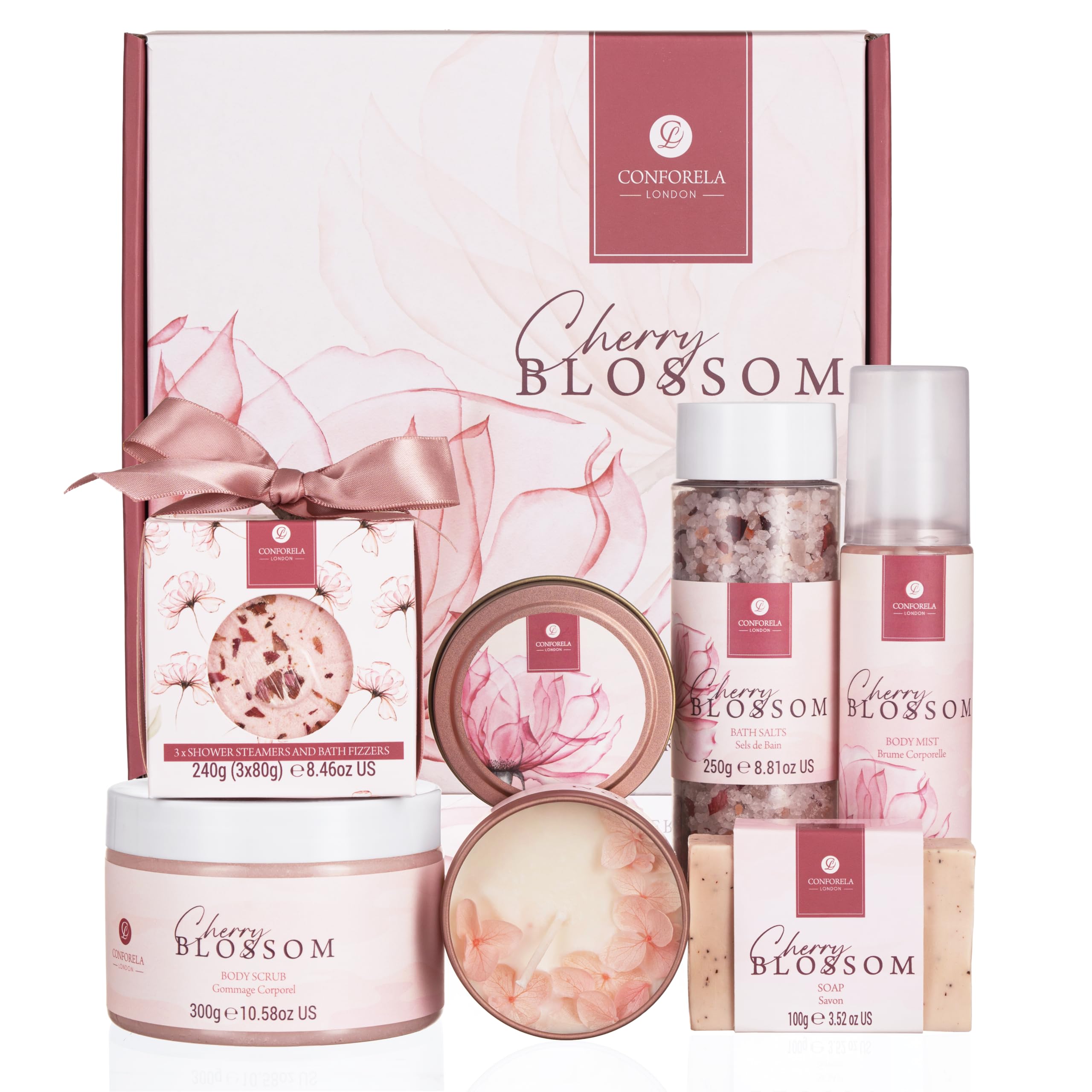 Birthday Gifts for Women, Pamper Gifts, Pamper Sets for Women Gifts, Spa Sets, for Her 7pcs Cherry Blossom, New Mum, Sister, Best Friend, Thank You gift