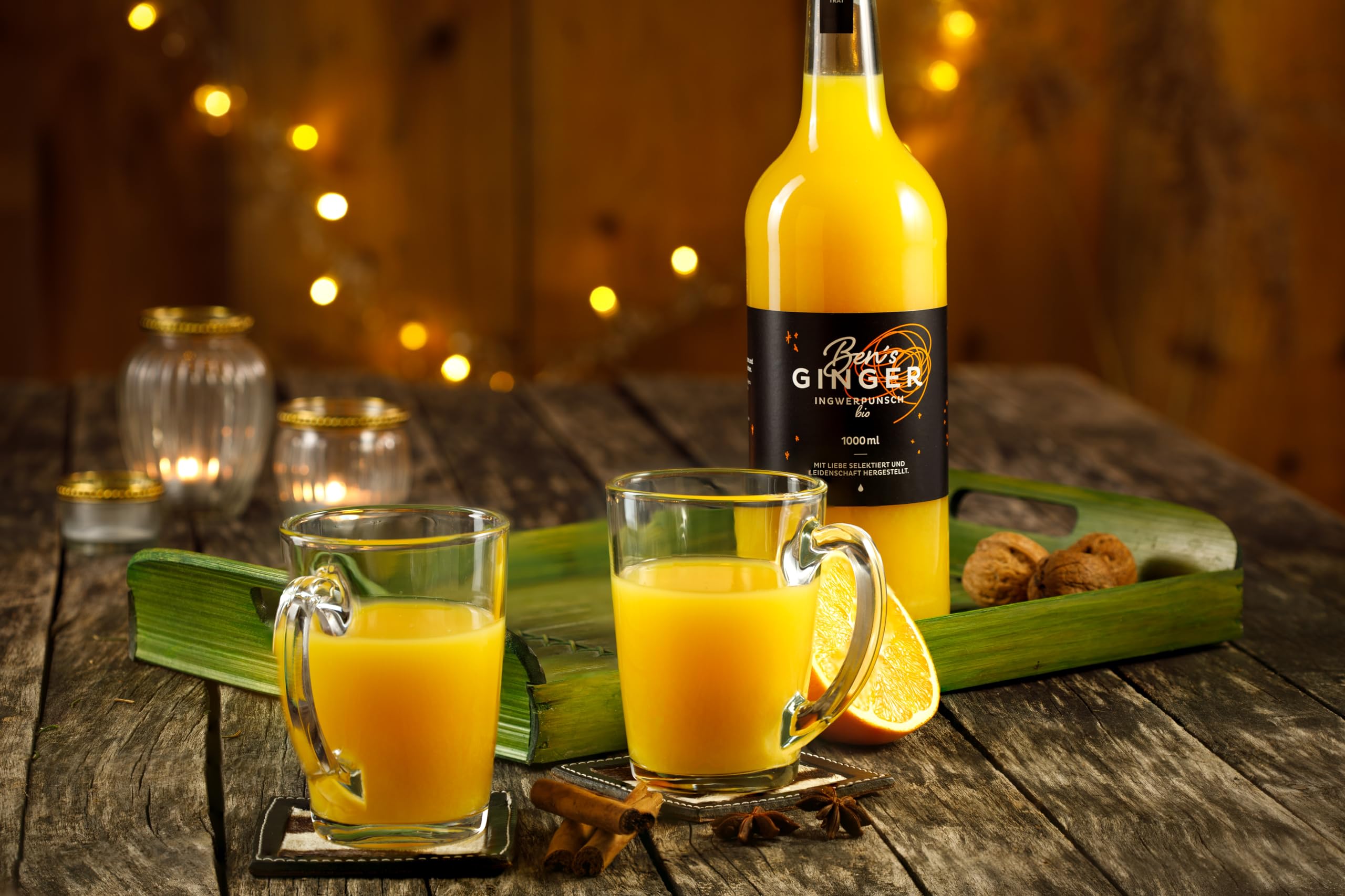 Ben's Ginger Bio Ingwerpunsch (8% alc.) - München Handgefertigt, Bio-zertifiziert, Alkoholisches Getränk, Winterpunsch, Ingwerwein, Ohne Zusatzstoffe, Bio-Qualität - 1 Liter