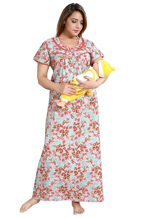 Womens Cotton Maternity and Feeding Nighty