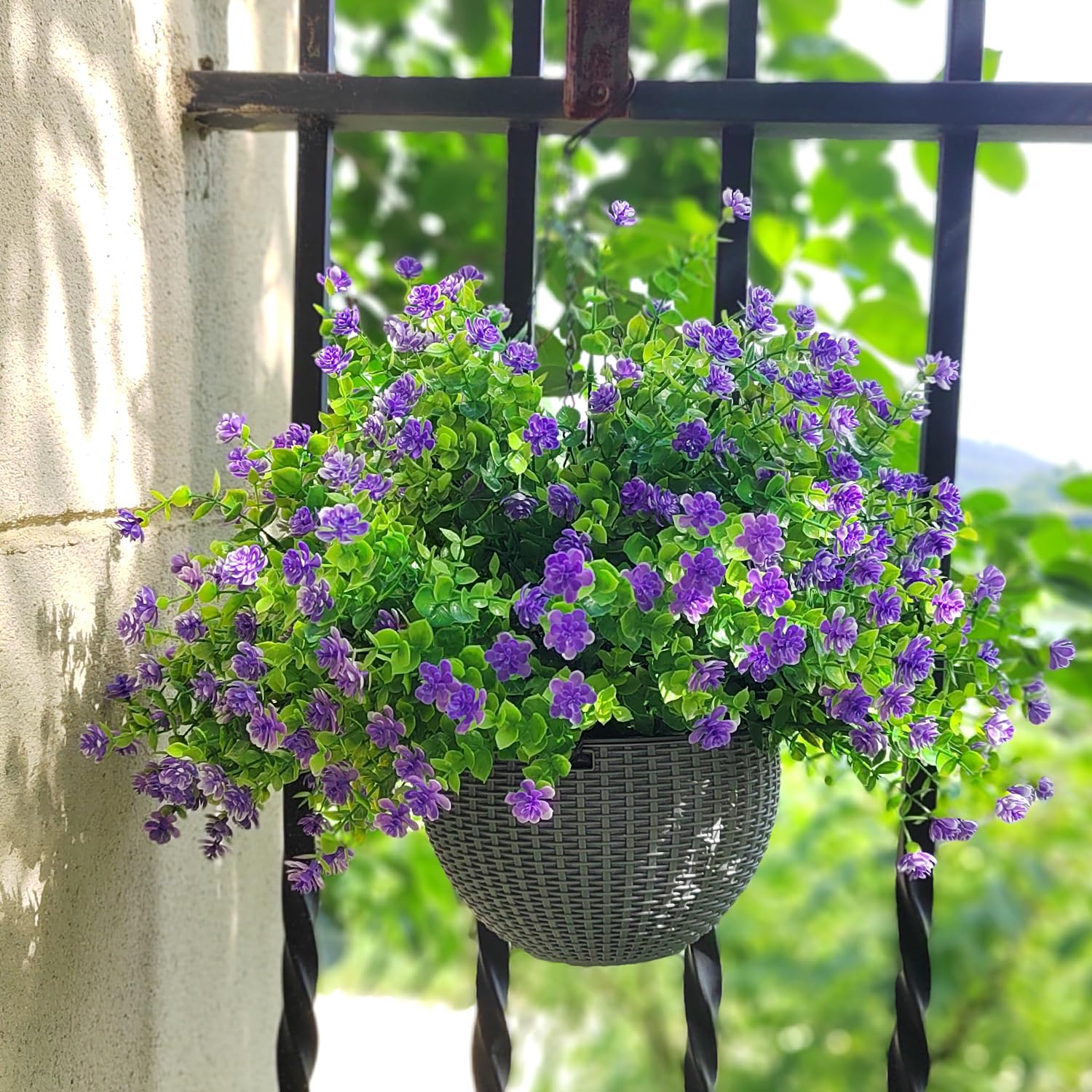 12 Bundles Artificial Flowers for Outdoors, UV Resistant Fake Flowers with Plastic Plants, Faux Flowers for Outside Window Box Front Porch Hanging Planter Decor (Purple) - Image 4