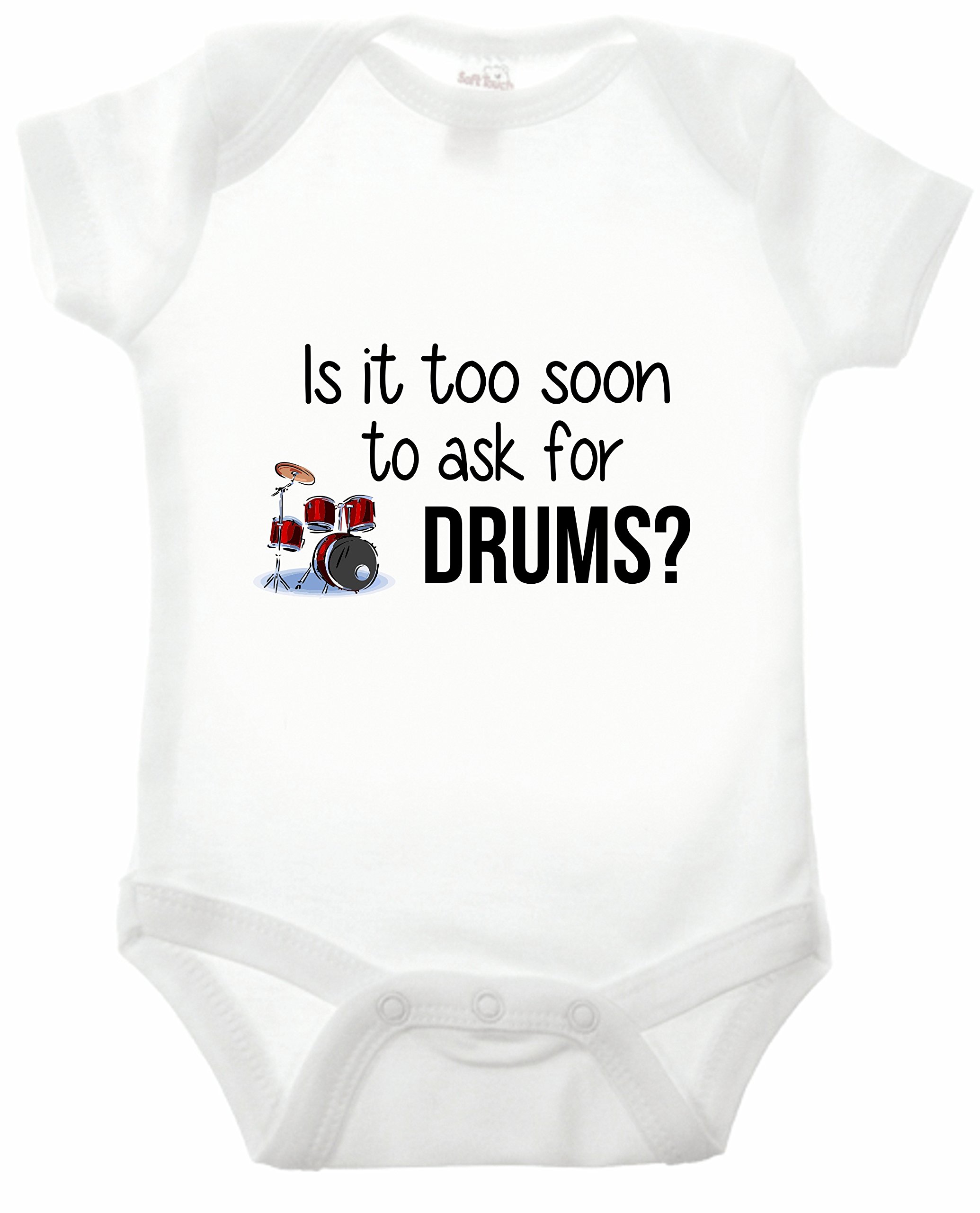 Reality Glitch is It Too Soon to Ask for Drums Short Sleeve Babygrow White