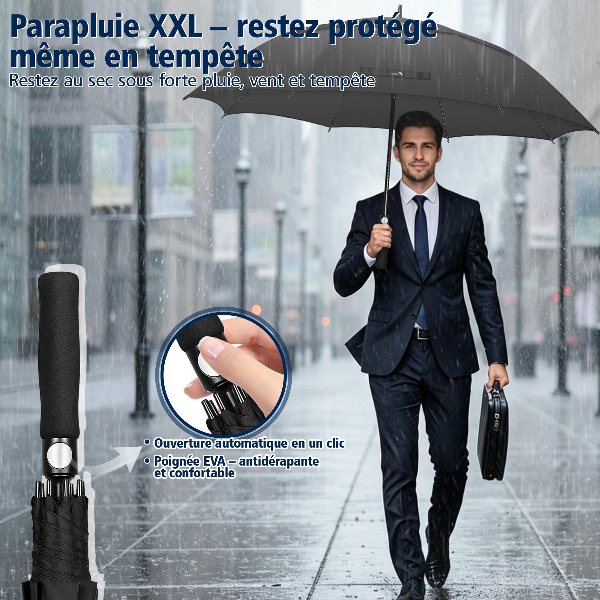 ZOMAKE Parapluie De Golf 62/68 Inch - XL/XXL Parapluie Golf Grande Taille Tempete Résistant,Extra Large vent Umbrella Golf Double Canopée Pour Homme Femme