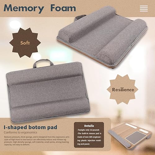 Miniatura 5 de Escritorio de regazo para laptop, soporte extraíble para laptop, mesa pequeña, incluye alfombrilla de mouse integrada para tableta y teléfono móvil