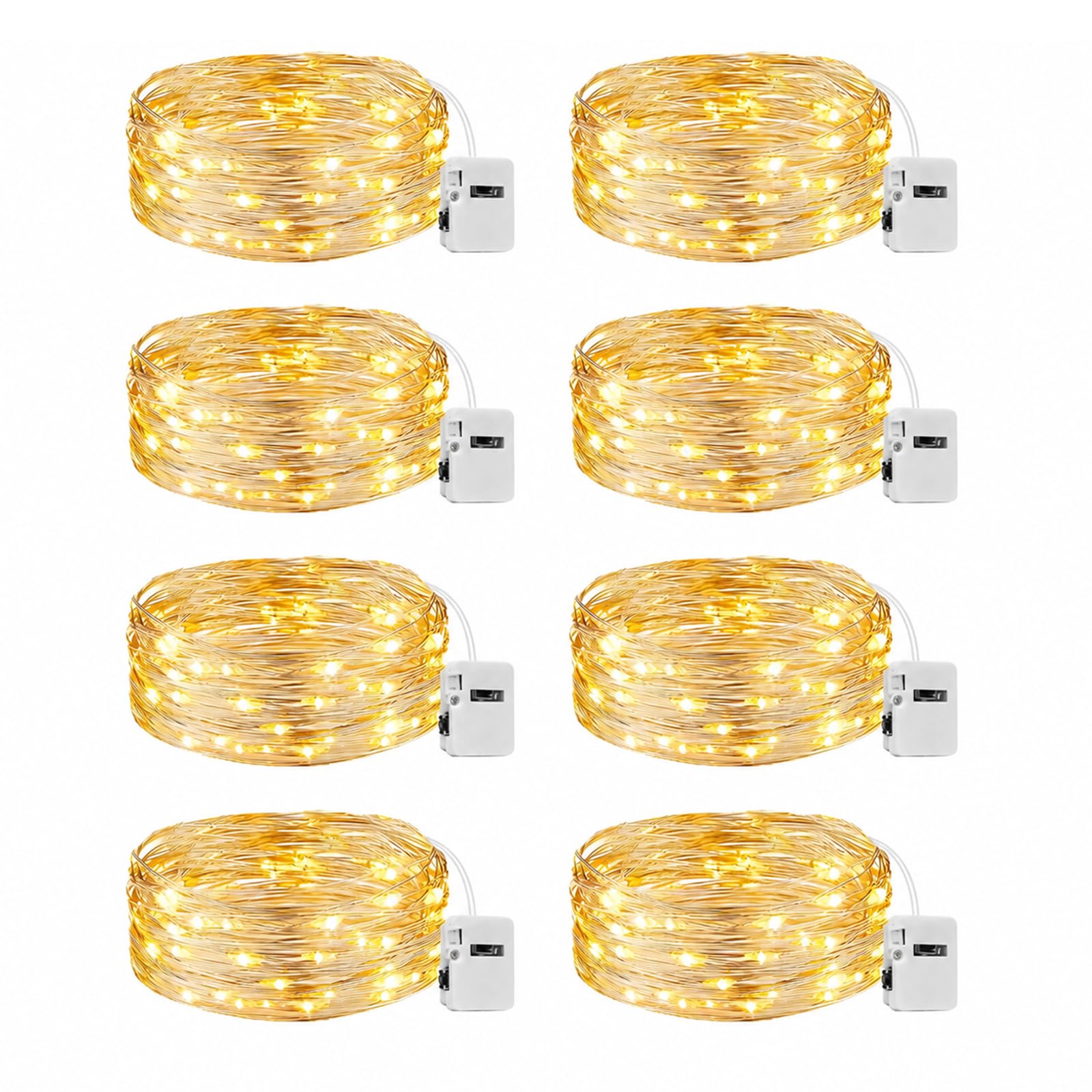 Fairdeer 8 Pack Fairy Lights Battery Operated - 7ft 20 Led Twinkle Lights 3 Modes, Bulk Mini String Lights Waterproof for Mason Jars Vases DIY Party Wedding Mothers Day Decoration -Warm White