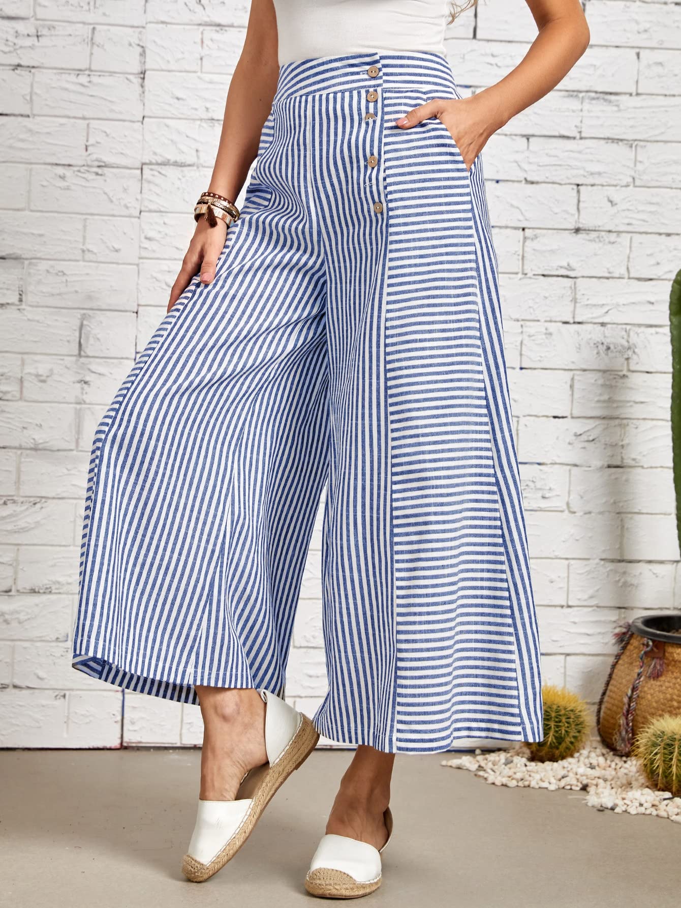 Amazon.com: ZARKL Pants for Women - Striped Print Slant