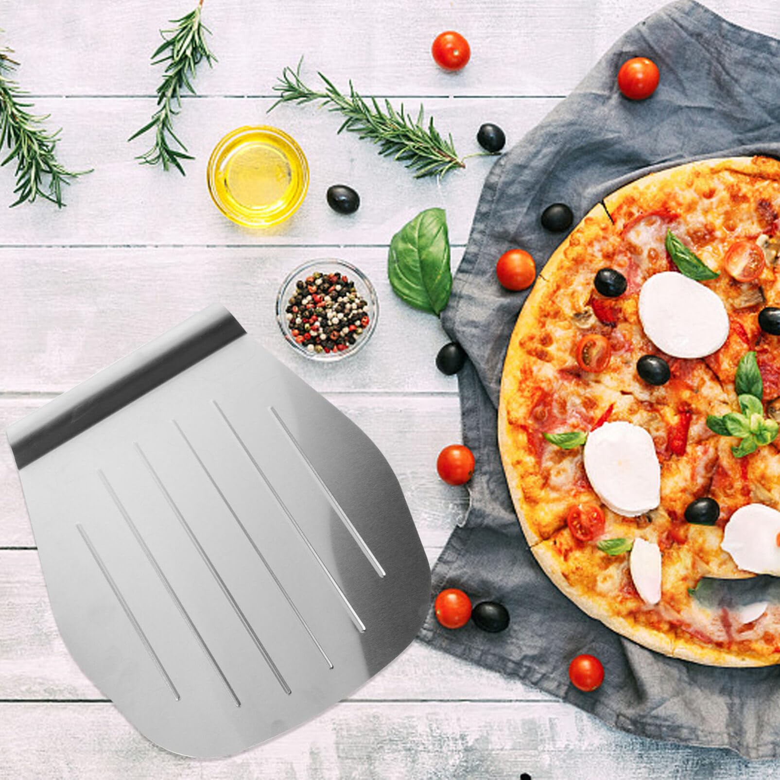 HEMOTON Pelle à gâteau en acier inoxydable - Outil de transfert de gâteau - Plateau de déménagement - Pelles à pizza pour la cuisson de pizzas faites maison, pain, gâteau, tarte, 28 cm