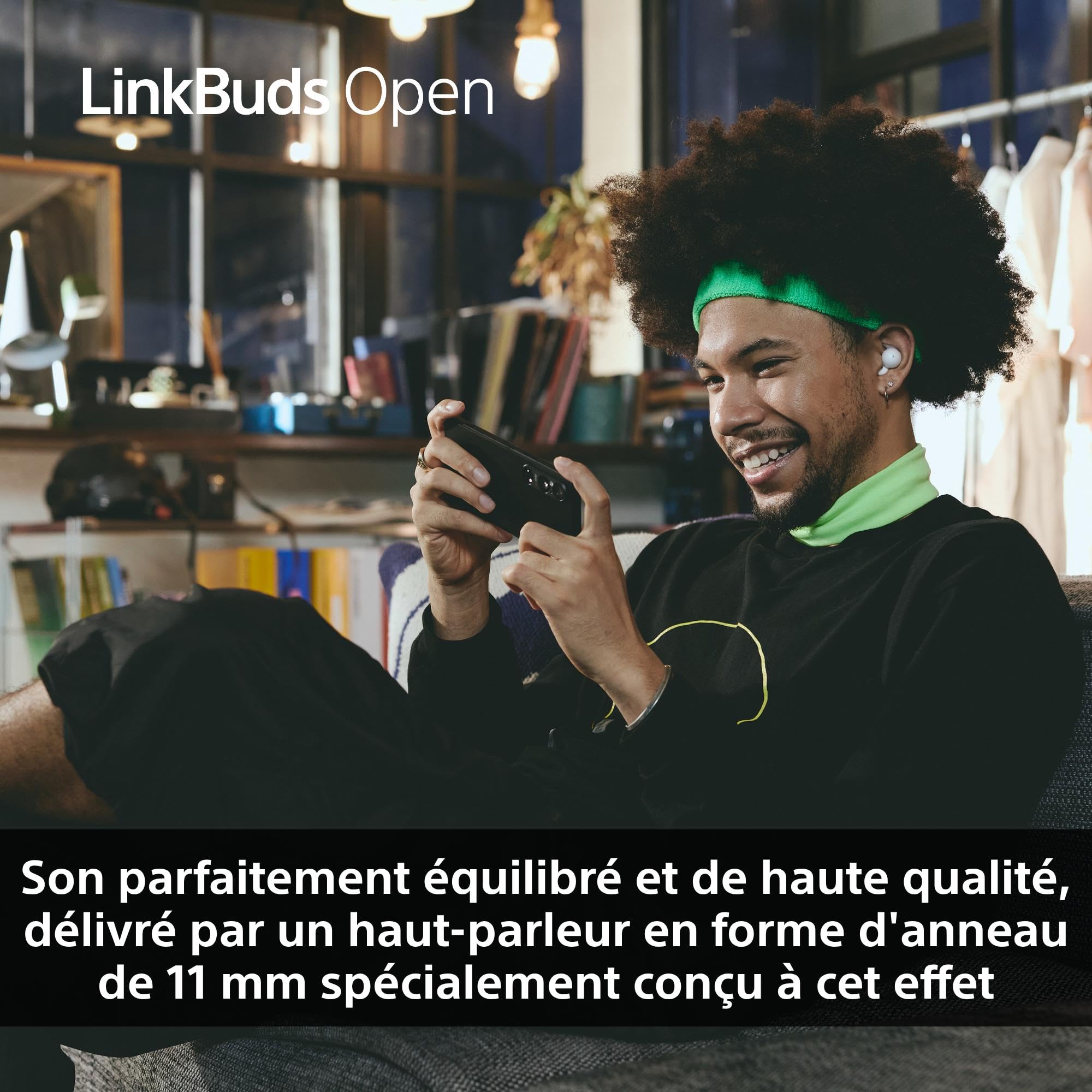 Sony LinkBuds Open - Ecouteurs Ouverts Bluetooth sans Fil - Son Transparent, Confortables, 4, 8g, Haute qualité sonore, IPX4, Connexion multipoint, Batterie 22h, iOS et Android - Blanc