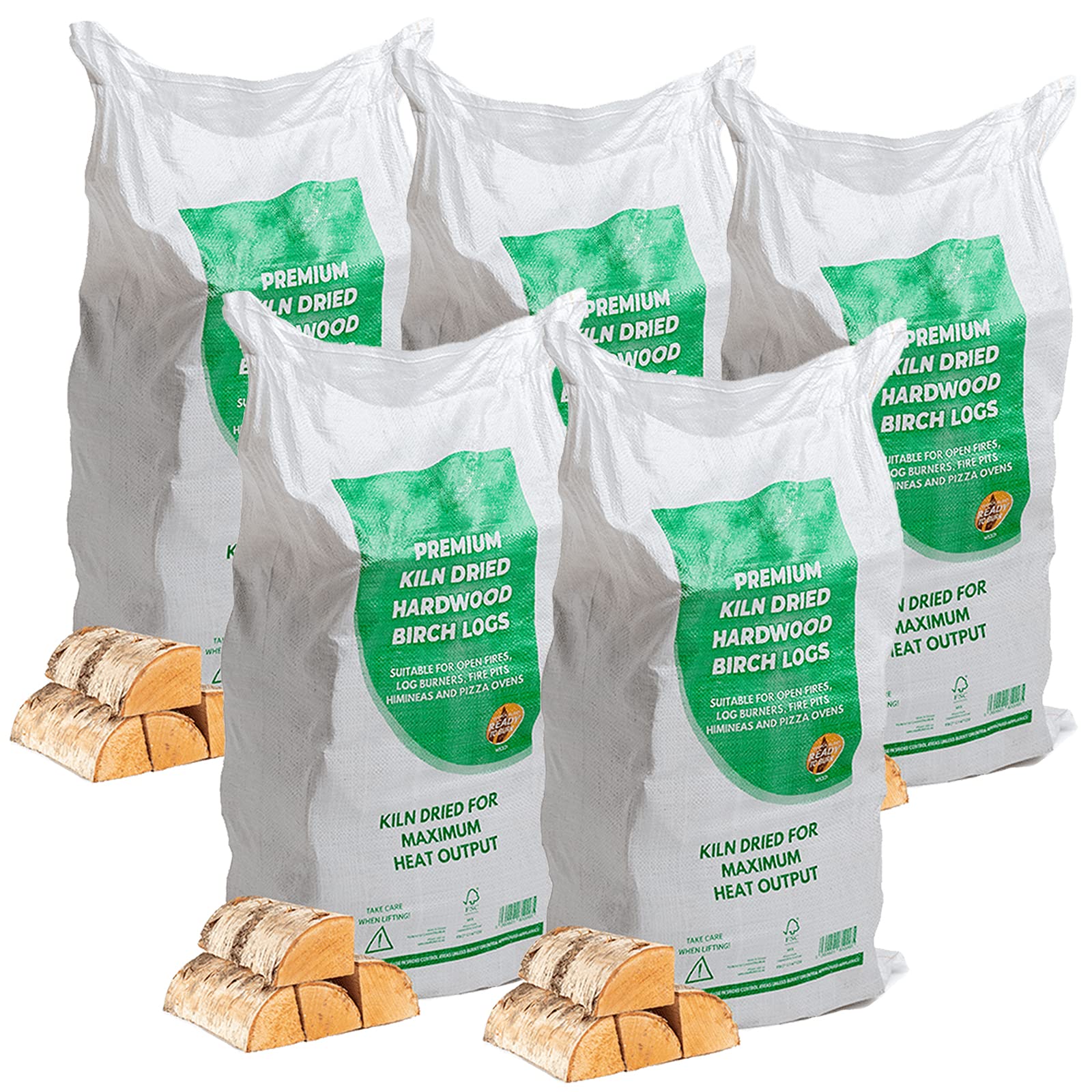 Amos Kiln Dried Hardwood Birch Chunky Firewood Logsn 300L For Fireplaces, Stoves, Fire Pits, Pizza Ovens, Chimineas, Bbq, Wood Burner Under 20% Moisture Ready To Burn Sustainably Sourced