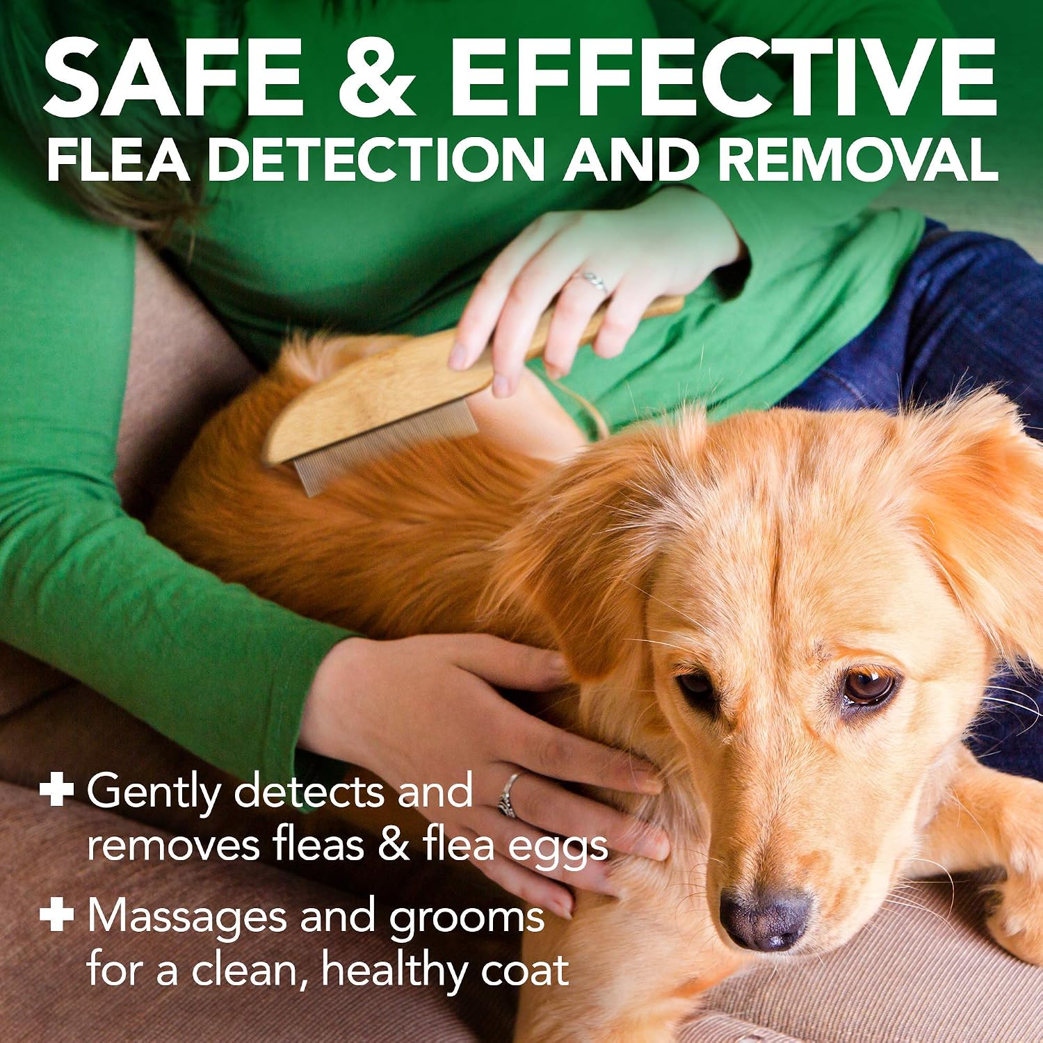 Vets Best Flea Comb | Real Bamboo with Contour Grip Handle | for Dogs and Cats, Brown - Image 3