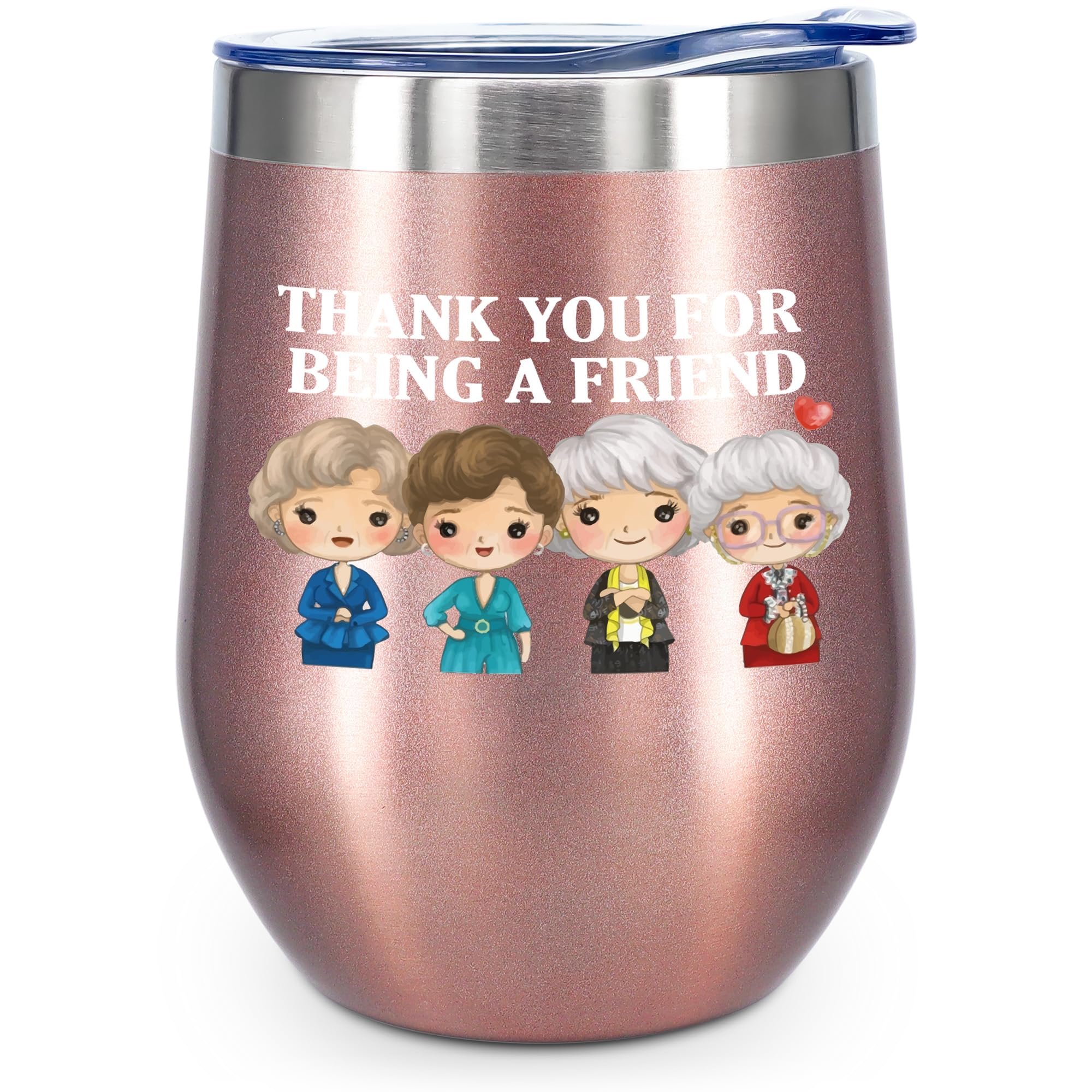ATHAND Thank You for Being a Friend Gifts for Best Friend, Friendship Gifts for Women 12oz Wine Tumbler Coffee Cups (Pack of 1)