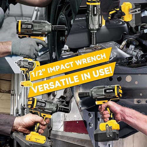 Miniatura 7 de Llave de impacto inalámbrica de 1/2 pulgada para batería Dewalt de 20 V, llave de impacto de 1360 N.m (950 pies-libras) Pistola de impacto eléctrica