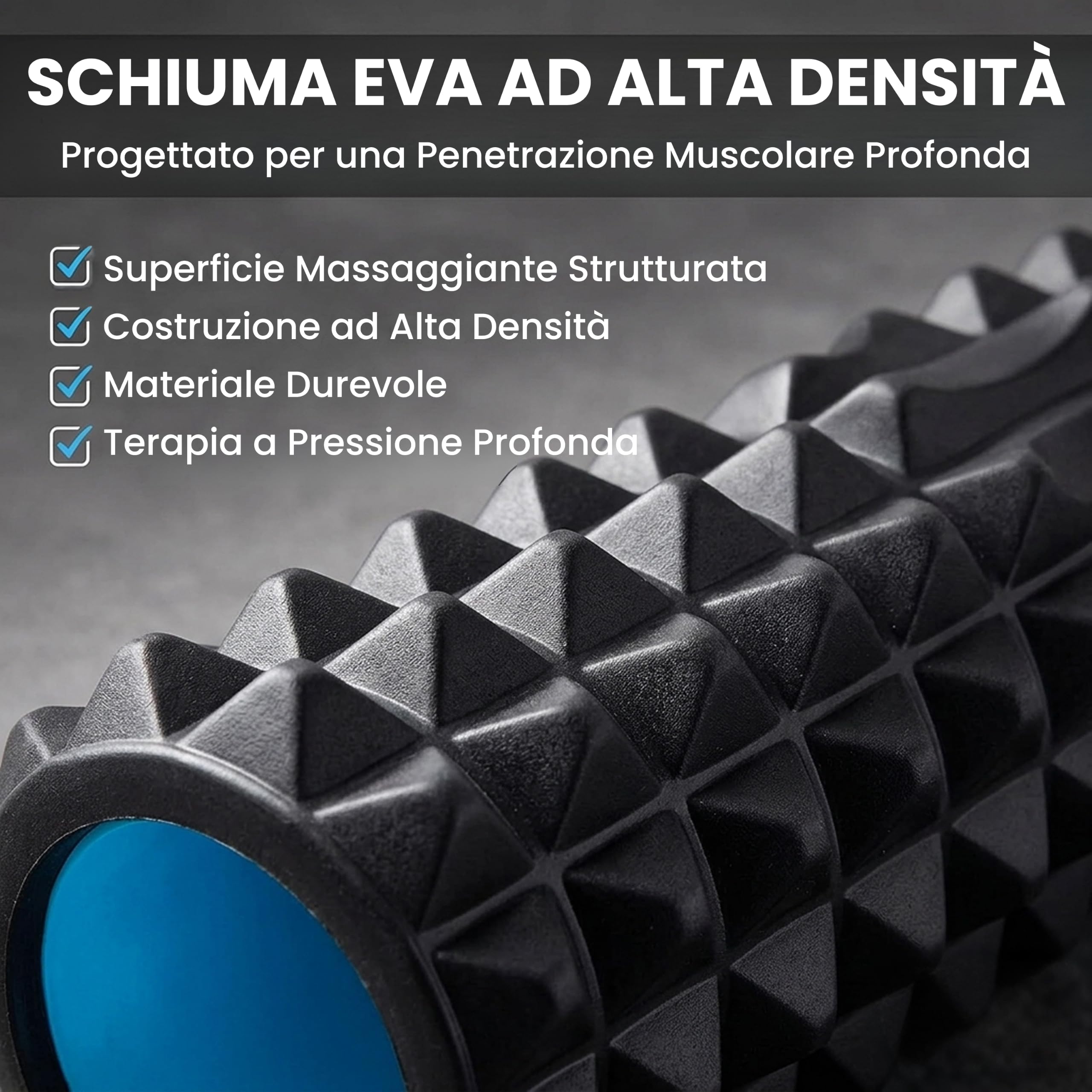 Fitem Set Rullo Massaggio Muscolare Foam Roller 4in1 Nero