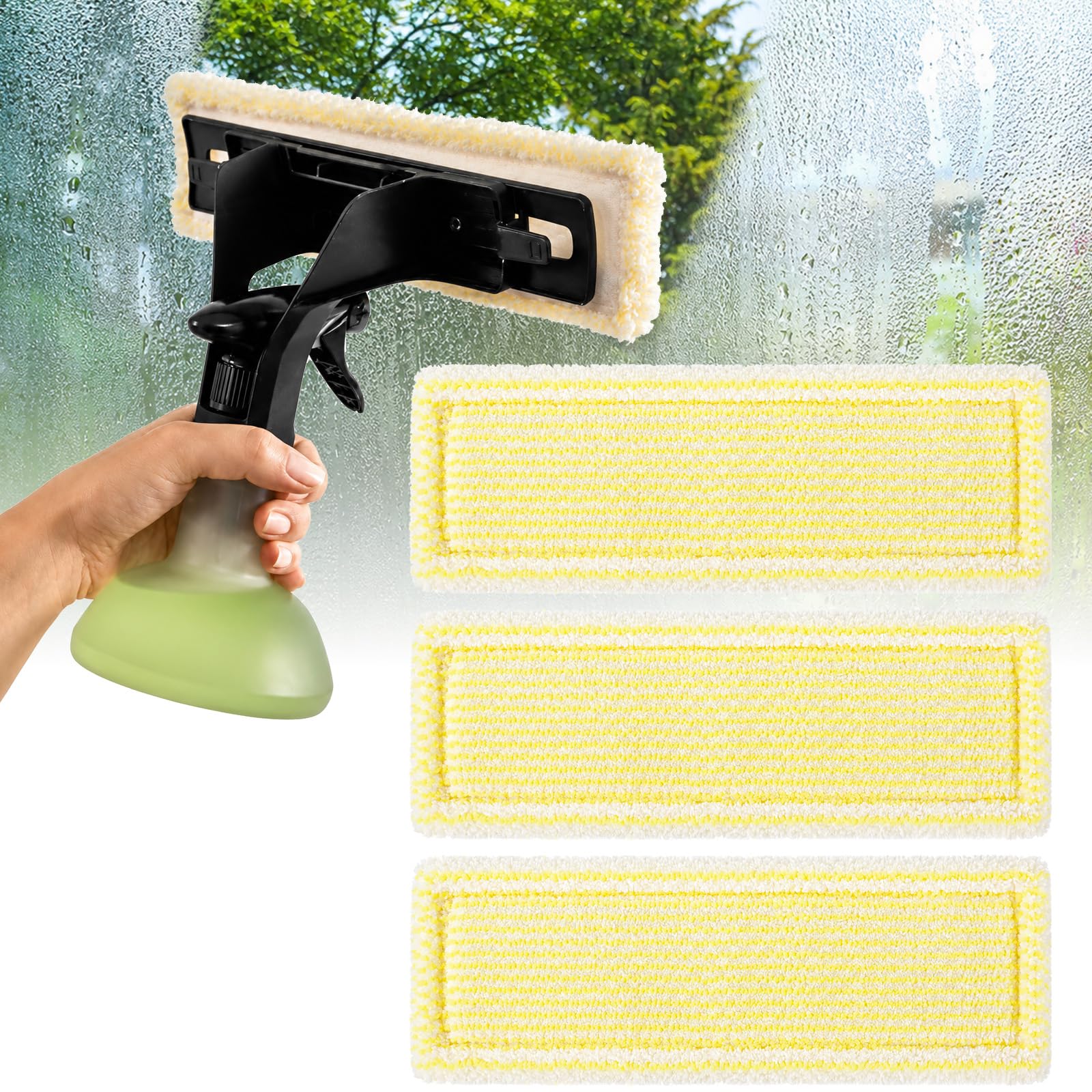 Admygo 3 Pack Window Vac Cleaning Pads for Karcher, Replacement Microfibre Mop Cloths Compatible with WV2 WV5, Window Vac Accessories for Spray Bottle with Sticky Fastener