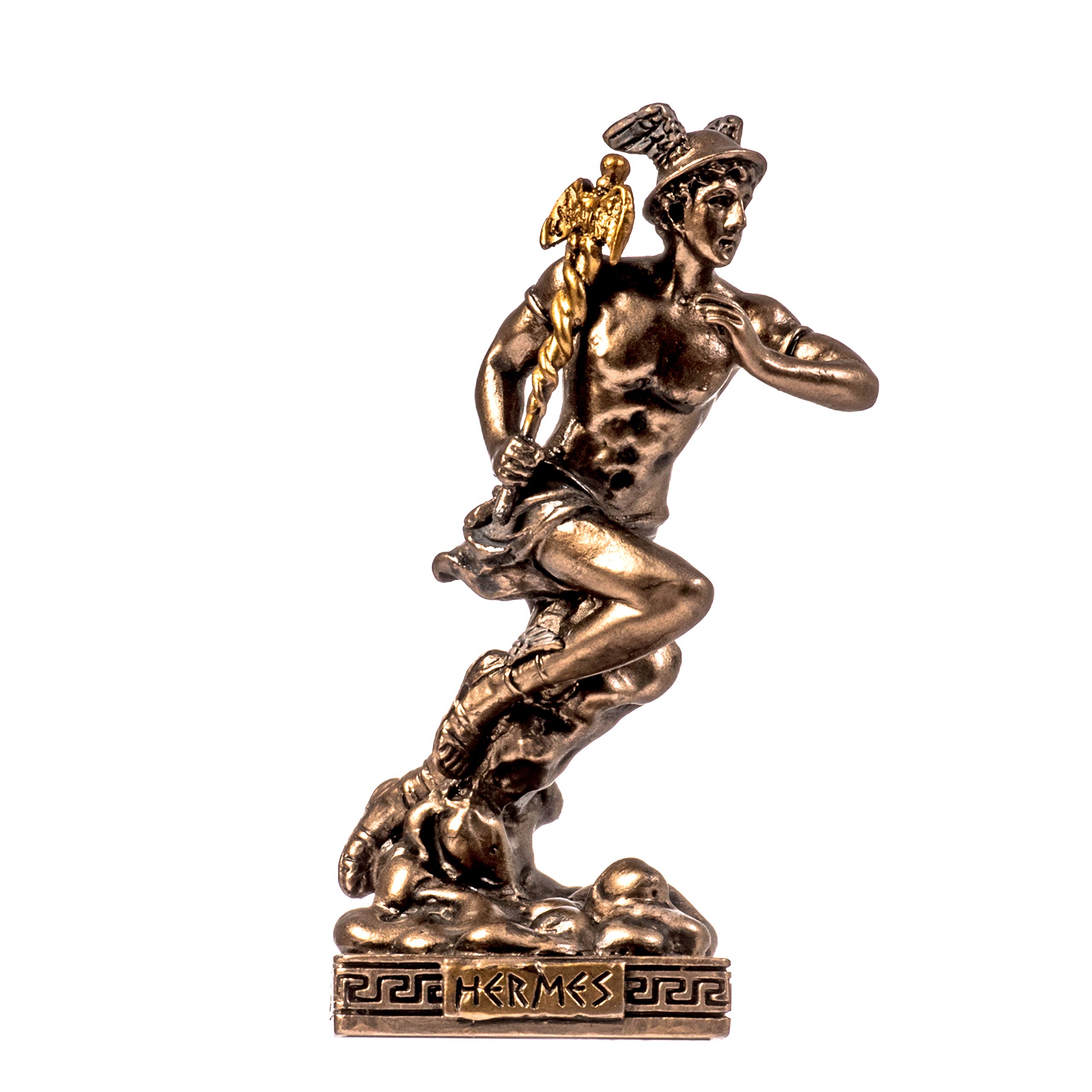 Beautifulgreekstatues Bronze Hermes Mercury God Zeus Son Roman Miniature Cold Cast Statue Figurine 3.42"