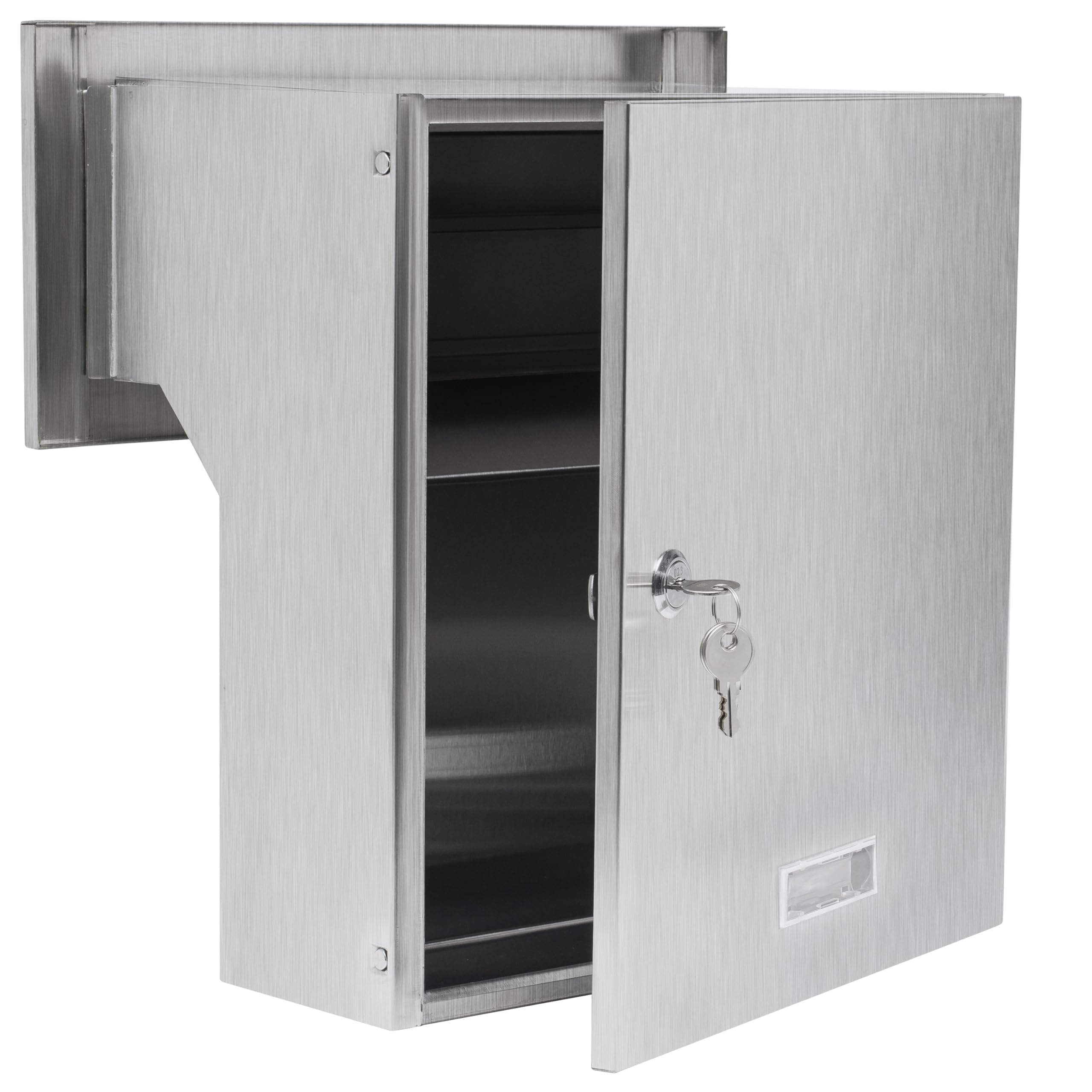 Cassetta delle lettere 100% acciaio inox V2A spazzolato 190-260 [mm] 3 chiavi pannello frontale: 160 x 350 [mm]
