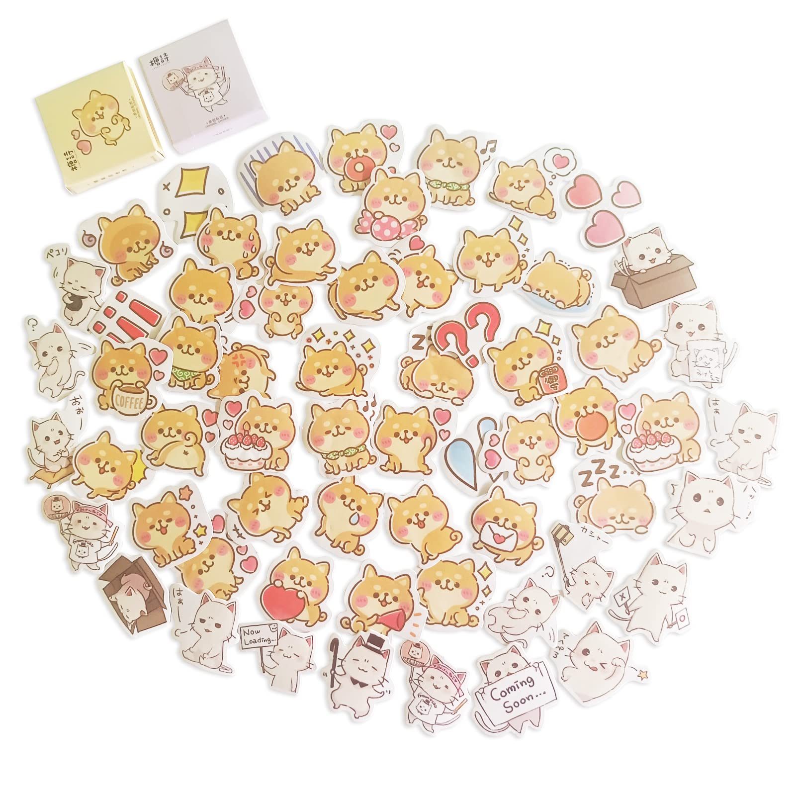 Cute Mini Size Animal Sticker Set，90 Pieces Kawaii Small Cat and Shiba Inu Dog Decoration Stickers Decal Pack for Bullet journaling DIY Phone Case Laptop Scrapbook Suitcase Diary Notebooks Album
