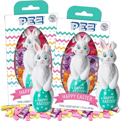 Dispensador de conejo de Pascua Pez Happy 2024 con rollos de recambio, rellenos de cesta, recuerdo coleccionable (paquete de 2)