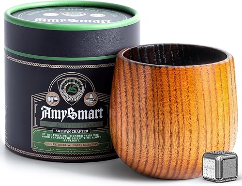Vaso de whisky de madera hecho a mano con tubo de regalo, vidrio carbonizado a la antigua, taza de bourbon carbonizado, regalo único de whisky para